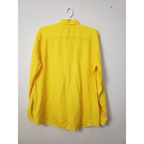Vilebrequin Shirt Mens Size XXXL Linen Button Up Long Sleeve Bright Yellow Beach - Picture 6 of 9